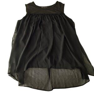 Wonder By Christian Siriano Black Sleeveless High-Low Sheer Layered Top  M